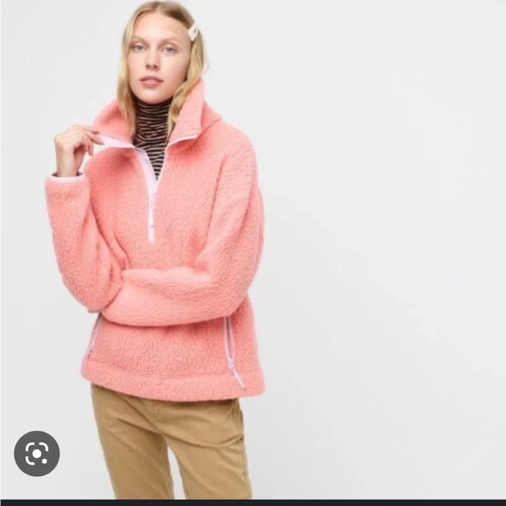 J.CREW PEACHY PINK QUARTER ZIP SHERPA PULLOVER